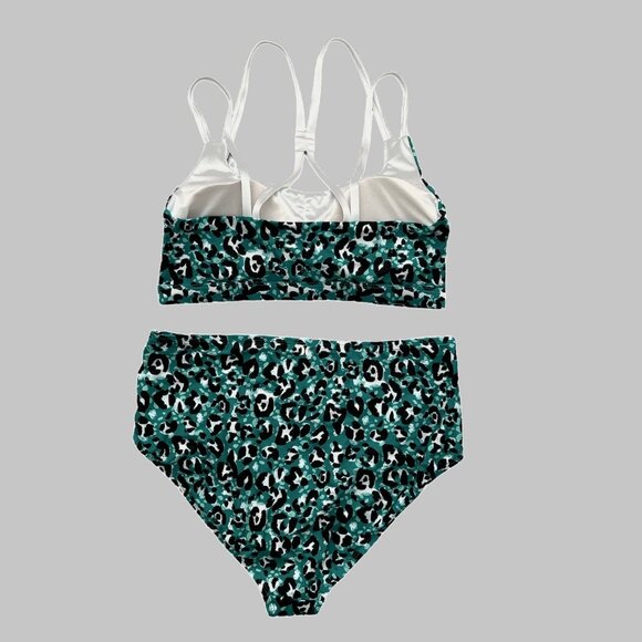 HURLEY Women's Bikini 2 Pieces Top/Bottom Swimwear Green/White Size 1X - Picture 2 of 3